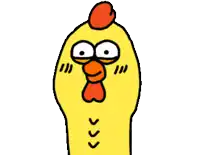 a cartoon of a yellow chicken with a red crest
