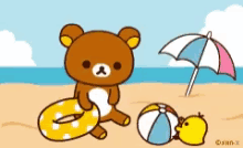 Beach Teddy Bear GIF