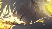 a close up of a person with white hair