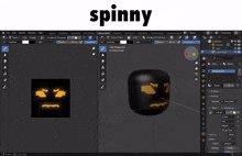 a computer screen with the word spinny on the top