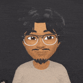 a cartoon character with glasses and a beard sticking out his tongue