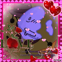 a picture of a cartoon character with the words love you good morning dear friend have a peaceful day hugs