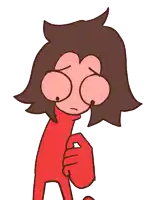 a cartoon drawing of a person with a red sweater