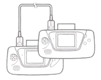 a black and white drawing of two video game controllers that are connected to each other