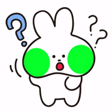 fluorescent white rabbit green question mark