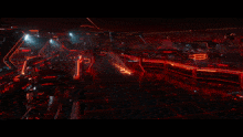 a computer generated image of a futuristic city with a red sign that says ' a ' on it