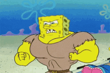 Spongebob Rip Shirt GIF - Spongebob Rip Shirt Muscular GIFs