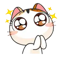 a cartoon cat with big eyes is making a face