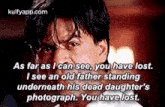 a close up of a man 's face with a quote .