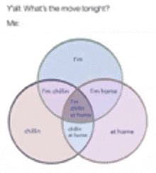 a venn diagram of a person 's life with a question asking what 's the movie tonight