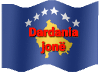 the word dardania is on a blue flag