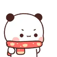 a cartoon panda bear wearing a scarf with chinese writing