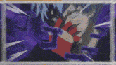 a cartoon drawing of a man with a purple border