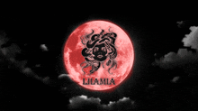 a picture of a medusa with a red moon and the word lhamia