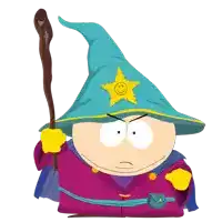 a cartoon character wearing a blue hat with a yellow star on it