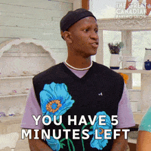 You Have Five Minutes Left Alan Shane Lewis GIF - You Have Five Minutes Left Alan Shane Lewis The Great Canadian Baking Show GIFs
