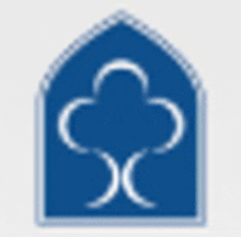 a blue sign with a white cross inside of it