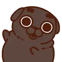 a cartoon drawing of a brown pug dog