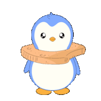 a penguin with a loaf of bread around its neck and the words i loaf you above it