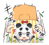 a cartoon drawing of a panda bear holding a piece of food
