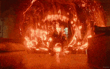 a person is surrounded by a circle of fire and the word kepler is on the bottom