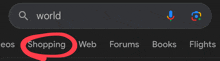 a search bar with the word world circled in red