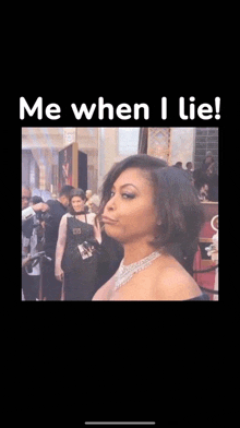 a woman making a funny face with the words me when i lie below her
