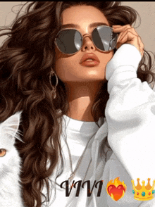a drawing of a woman wearing sunglasses with the name vivi on the bottom left