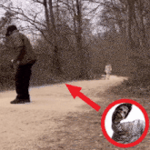 a red arrow points to a picture of a zombie on the ground
