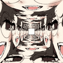 a drawing of a girl 's face with a white square in the center