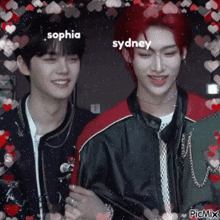 a picture of two boys with the name sophia and sydney written on them
