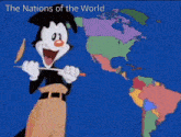 a cartoon character points to the united states and canada