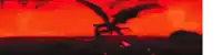 a silhouette of a demon with wings against a red background