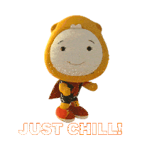 a cartoon character with a cape and the words just chill