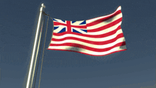 a red white and blue flag with a british flag on it