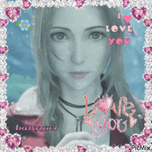 a picture of a girl with the words i love you written on it
