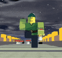 a cartoon character in a green and yellow outfit has the letters pyp14 on his waist