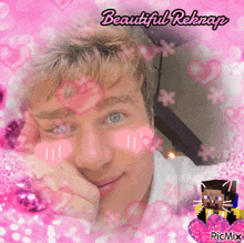 a picture of a man with hearts and the words beautiful rekap