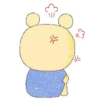 a drawing of a teddy bear with an angry expression