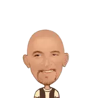 a cartoon of a man with a beard pointing up