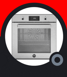 a stainless steel oven with a digital display shows the time as 12:45
