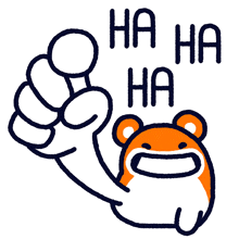 a cartoon of a hamster with the words ha ha ha written on it
