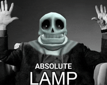 a picture of a skeleton with the words absolute lamp above him