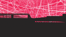 a dark room with a lot of red and white dots