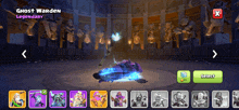 a screenshot of a video game with ghost warden legendary