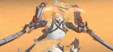 a cartoon character is holding a gun with the letter e on it