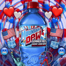 a bottle of mountain dew summer freeze cherry lemon raspberry flavored soda