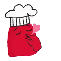a cartoon character wearing a chef 's hat is kissing