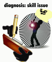 an optical illusion with the words " diagnosis skill issue " below it