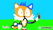 a cartoon of a fox holding a remote control with flipaclip written on the bottom right